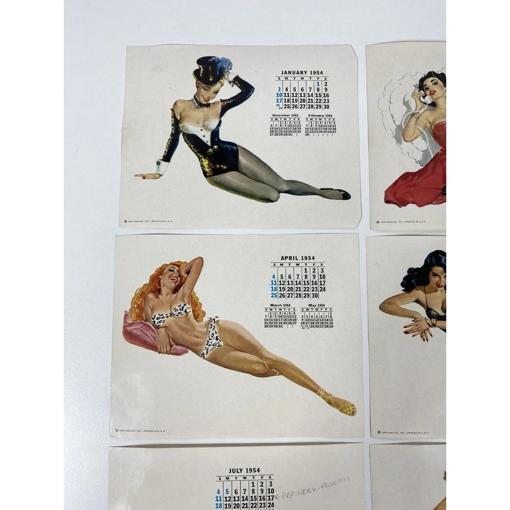 1954 Esquire Magazine Desktop Pinup Calendar Holder ~ 12 Months